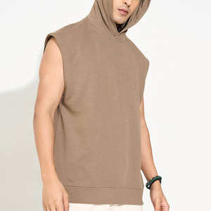 Novedad 2026: Camisetas sin mangas con capucha para hombre, anti-bolitas, para gimnasio y culturismo, color marrón liso - Product Image 1