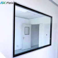 Ventana de Vidrio para Cuarto Limpio, Hermética, con Doble Acristalamiento, Tipo Empotrado, de Gran Tamaño