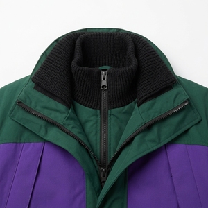 Veste matelassée pour homme, style color block, col montant, fermeture éclair, coupe-vent, style sportif, rembourrage épais en polyester, vêtements d'hiver - Product Image 4
