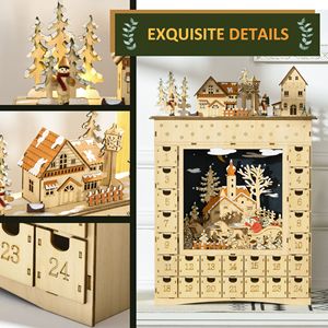 Calendario dell'Avvento in Legno con 24 Luci, Dimensioni 20cm, per Decorazione Tavola Natalizia - Product Image 6