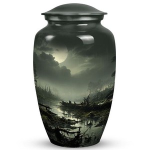 Wide Base Aluminum <b>Urn</b> for Human Ashes Adult Size - Broad Bottom Metal Cremation <b>Urn</b> - <b>Large</b> Foot Memorial Vase for Funeral - Product Image 4