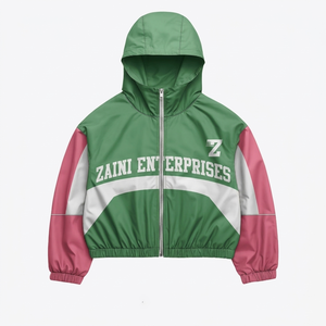 Veste coupe-vent d'hiver pour homme en toile, noir et blanc contrastés, logo personnalisé sur le devant, imperméable et respirante - Product Image 1