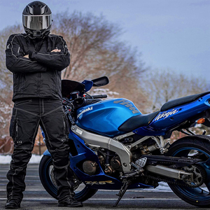 Veste de moto pour homme, manches longues, coupe-vent, en spandex et nylon, équipement de course, toutes saisons, style adulte - Product Image 1