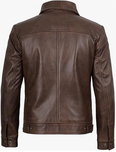 Veste de motard sur mesure pour homme en cuir d'agneau véritable noir, col montant, coupe ajustée, coupe-vent pour l'hiver - Product Image 4