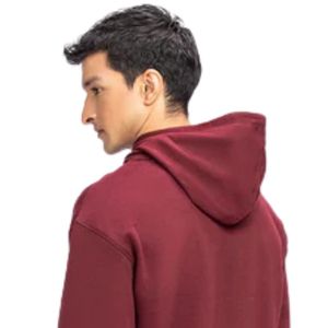 Sweat à capuche pour homme, coupe classique, en tissu polaire marron, avec patch en caoutchouc, boutons-pression, style streetwear décontracté, OEM ODM - Product Image 5