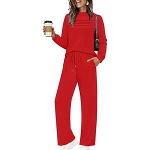 Ensemble de survêtement 2 pièces en molleton de coton épais pour femme – Hoodie oversize et pantalon de jogging décontracté, coupe ample, imperméable et écologique - Product Image 5