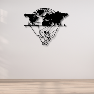 Decoración de Lujo para el Hogar, Escultura Metálica de Pared, Mapa del Mundo Metálico Colgante, Decoración de Pared de Arte Metálico - Product Image 2