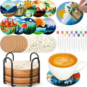 Posavasos de Madera Reciclada Hechos a Mano al por Mayor |   Diseño de Paisajes Coloridos |   Moradabad - Product Image 1