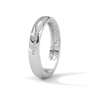 White Gold Wedding <b>Ring</b> Diamond Accent Band <b>Wave</b> Edge Fine Jewelry for Women - Product Image 2