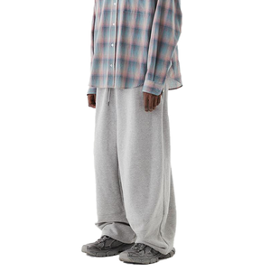 Pantalones Deportivos Grises para Hombre, Cintura Elástica, Corte Holgado, Algodón Medio, con Cordón Ajustable y Bolsillos Laterales, Estilo Otoñal - Product Image 2