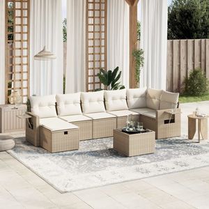 Conjunto de Sofás Grandes para Jardín en Ratán Sintético Beige con Vidrio Templado, Muebles de Exterior de Primera Calidad - Product Image 1