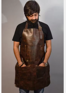 Vintage <b>Leather</b> <b>Apron</b> Cognac, Full Body <b>Leather</b> One Strap Butchers <b>Apron</b>, Custom Logo <b>Leather</b> <b>Apron</b> - Product Image 5