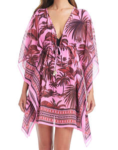 Nuevo Bikini de Playa de Alta Calidad, Traje de Baño, 100% Poliéster Chifón Estampado, Vestido de Playa Tipo Caftán con Cordón Ajustable para Mujer - Product Image 1