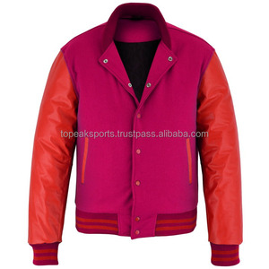 Blouson universitaire homme en laine rouge avec manches en cuir orange, modèle 2026, le plus vendu, haute qualité, faible MOQ, sur mesure, chauffant - Product Image 5