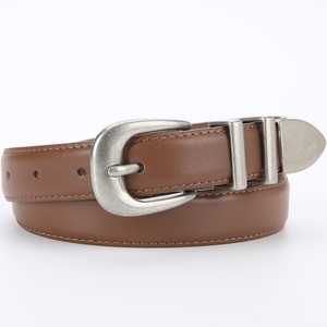 Ceinture Classique Tendance en Cuir Véritable avec Boucle Ardillon, Noir Uni, en Cuir de Vachette, Unisexe, Durable, Imperméable, 3,5 cm, Argent - Product Image 6