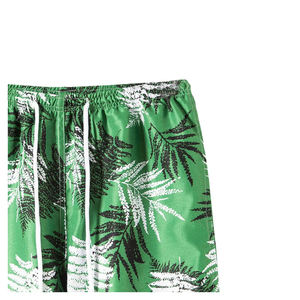 Men's Green <b>Fern</b> <b>Print</b> Board Shorts 100% Polyester Breathable Quick Dry Drawstring Casual Swimwear with Pockets - Product Image 2