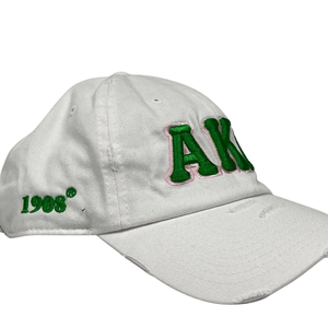 AKA White Hat Green Embroidered Letter Baseball <b>Cap</b> Adjustable Cotton Headwear Casual Fashion <b>Vintage</b> Style <b>Cap</b> for Men Women - Product Image 3