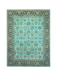 Tapis d'appoint en laine et soie noués à la main, collection de luxe orientale moderne vieillie à poils ras - Product Image 1