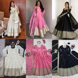 Vestido de Seda Chinnon con Hilo y Lentejuelas, Estilo Indio Moderno, para Bodas y Fiestas, Ropa Elegante para Mujer - Product Image 3