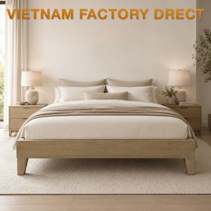 Modern Solid Ash Wood Platform Bed <b>Frame</b> Vietnam Furniture Supplier Wooden Beds OEM/ODM Manufacturer Bedroom Furniture - Product Image 1