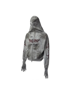 Oversized <b>Gothic</b> Vintage Hoodie Full Face Cover Sun Fade Sulphur Acid Washed Fleece Custom Print Casual Knitted Mask <b>Jacket</b> - Product Image 1