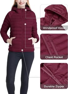 Women's Lightweight Packable Hooded <b>Winter</b> <b>Quilted</b> Puffer Jacket Detachable Sleeves Hat Water Resistant Fur Lining - Product Image 6