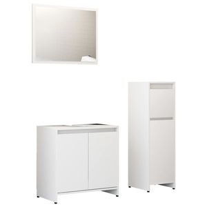 Set di mobili da bagno 3 pezzi in legno ingegnerizzato bianco - Product Image 2