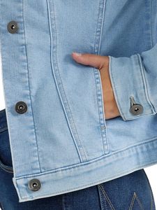 Veste en jean oversize pour femme, bleu vintage, en coton, style décontracté, boutonnée, streetwear tendance, confort quotidien - Product Image 4
