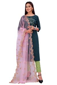 Magnifique dupatta en tissu filet indien pakistanais, broderie fantaisie, pour mariage, décontracté, traditionnel, pour femmes et filles. - Product Image 3