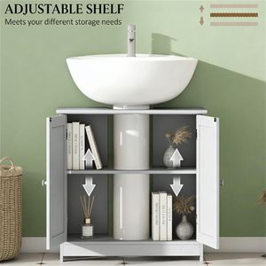 Mobile Lavabo da Bagno Grigio Chiaro con Vano Portaoggetti per Bagni - Product Image 3