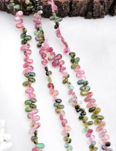 Collar de turmalina natural multicolor con perlas lisas, piedra preciosa natural para la elaboración de joyería fina. - Product Image 2