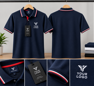Camisa Azul Marino para Hombre, Tejido de Sarga, Impresión Digital Frontal, Servicio OEM Personalizado, Manga Corta, Cuello Clásico, Secado Rápido, Uniforme - Product Image 3