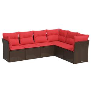 Juego de sofás de patio de ratán sintético marrón de 6 piezas con cojines, elegante colección de muebles para exteriores - Product Image 2