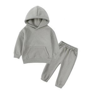 Baby <b>Boys</b> Light Blue Hooded Tracksuit Set Full Sleeve Casual Cotton Autumn Wear With Side Pockets Elastic Waist 2027 - Product Image 3