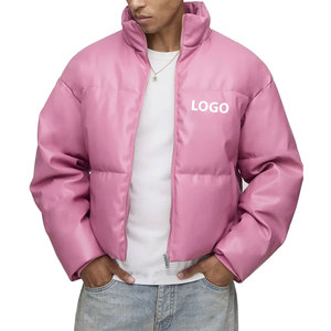 Premium Quality Casual Cotton Puffer <b>Jacket</b> Plus Size Winter <b>Warm</b> Pink Waterproof Breathable Windproof Zipper Front Hooded - Product Image 1