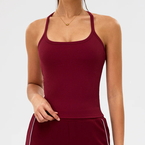 Women's Gym Yoga <b>Top</b> Slim Fit Solid Color Sports Vest Breathable Fitness Activewear - Product Image 5