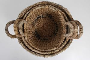 Ensemble de 3 paniers ronds en jacinthe d'eau avec poignées, paniers de rangement faits à la main, vente en gros, écologiques, fabriqués au Vietnam - Product Image 5