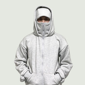 Unisex Hoodies Balaclava Double Hooded Zip <b>Jacket</b> Wind resistant Full Zip Athletic <b>Workout</b> Sweatshirt - Product Image 1