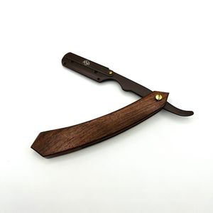 Dark Brown Natural Wooden Handle Professional Barber <b>Razor</b> Hair Instrument Sharp <b>Blade</b> Perfect Grip - Product Image 4