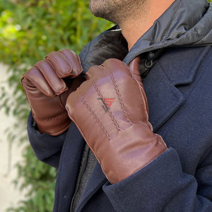 Gants d'hiver chauds pour la conduite avec poignets en fourrure, gants en cuir sans chrome doublés de fourrure pour hommes - Product Image 6