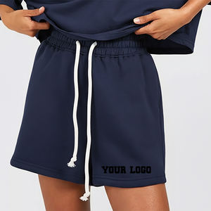 Shorts pour femmes personnalisés avec logo brodé OEM, respirants, 100% coton, haute qualité, vêtements décontractés d'été, streetwear, short pour femmes - Product Image 1