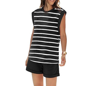 Lightweight women's lounge sets <b>Cap</b> sleeve top and shorts Women's matching sets Summer loungewear - Product Image 2