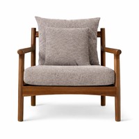 Fauteuil lounge en bois massif fabriqué à la main en usine au Vietnam |   Fauteuil contemporain Harlow avec coussin rembourré pour chambre à coucher OEM/ODM
