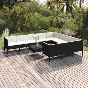 Conjunto Modular Grande de Muebles de Jardín de Ratán Sintético Negro - Product Image 1