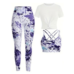 2026 New Design Athletic Suit Tank Top T Shirt & Yoga Sports Long <b>Pants</b> for Women In Unique Style - Product Image 1