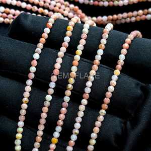 Cuentas redondas microfacetadas de ópalo rosa natural de 2 mm, cuentas de piedras preciosas sueltas con corte de diamante, cuentas de ópalo rosa para la fabricación de joyería al por mayor. - Product Image 3