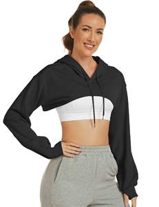 Sudadera con Capucha Corta de Forro Polar para Gimnasio y Fitness, Tallas Grandes, con Logotipo Personalizado OEM, de Poliéster/Algodón, para Otoño/Invierno - Product Image 3