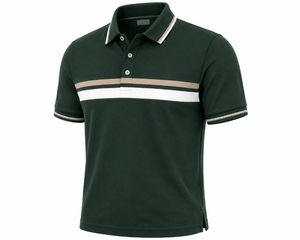 Chemise à manches courtes vert foncé pour homme, motif uni, tissu jersey polyester/coton, respirant, design décontracté - Product Image 1