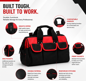 Heavy Duty Tool Bag with Multiple Pockets | Professional Electrician & Mechanic Tool Storage Organizer - Product Image 3