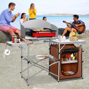 Tavolo Portatile per Barbecue all'Aperto con Paravento e Borsa per Cucinare all'Aperto - Product Image 3